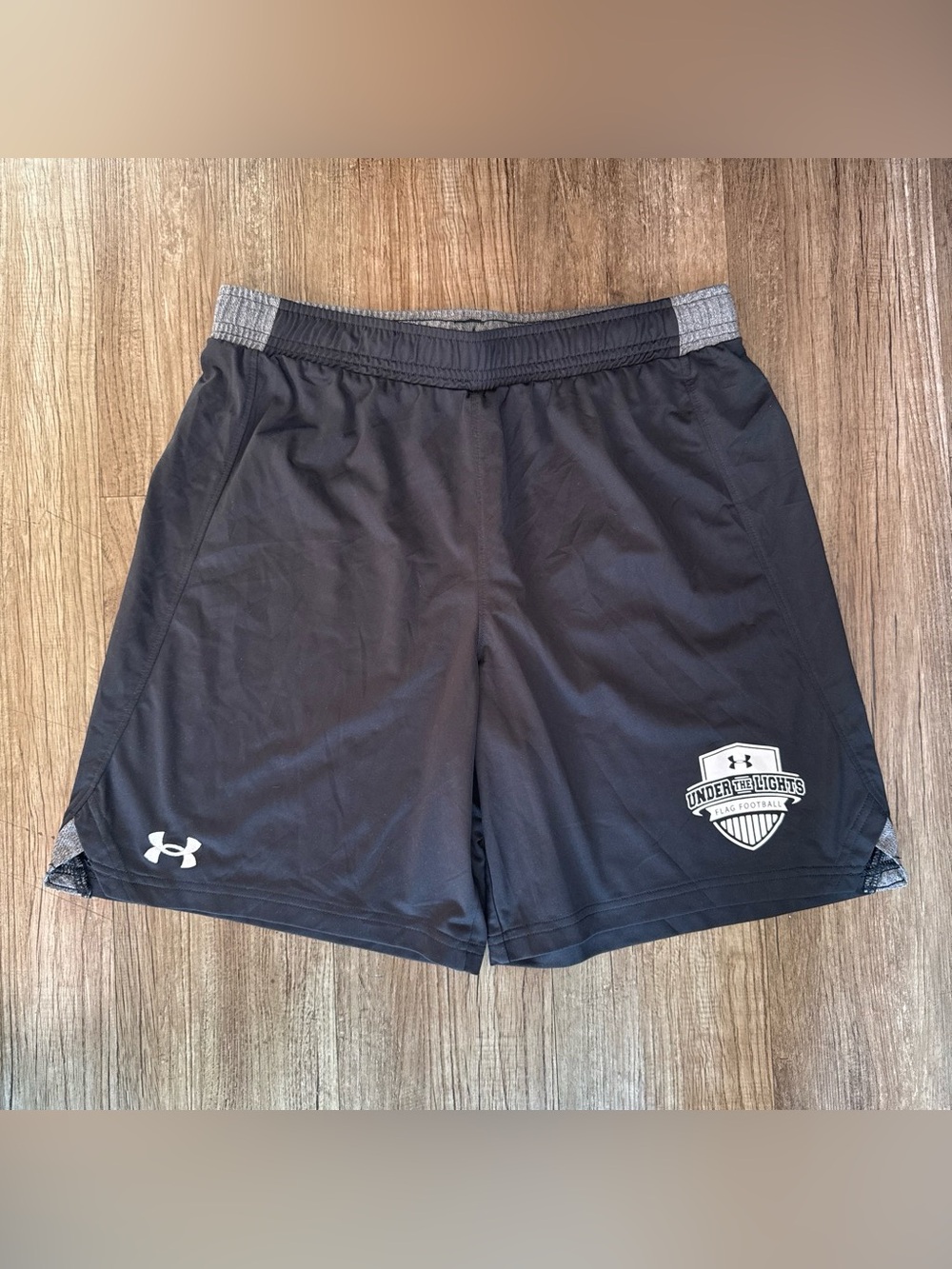 Under Armour Black Athletic Boy Shorts with Gray Waistband Accents size XL